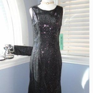 Candalite Black Sequined Evening Gown Petite S